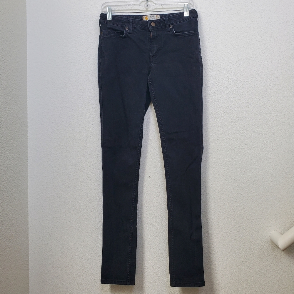 Carhartt Layton slim fit skinny leg black jean size 4 tall